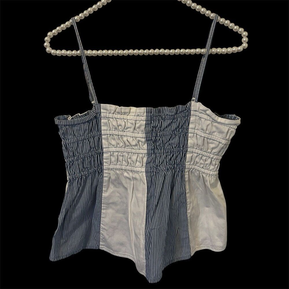 American Eagle Womens Smocked Cottage Peplum Top Size S Fairy Coquette Coachella
